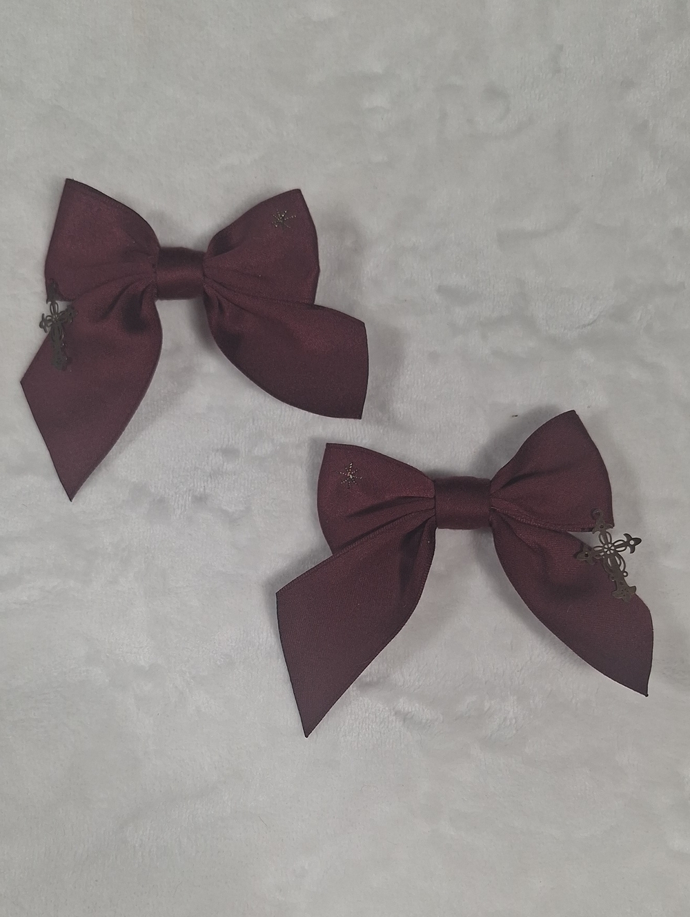 Alice and the Pirates Bordeaux Cross Ribbon Hair Clips | Set of 2 | Gothic Lolit